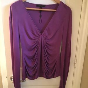 BCBG MaxAzira Rouched Blouse Purple NWOT S